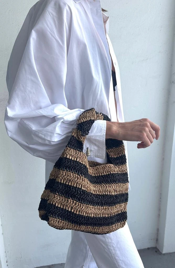 ADORNIA Striped Raffia Hobo Bag 6