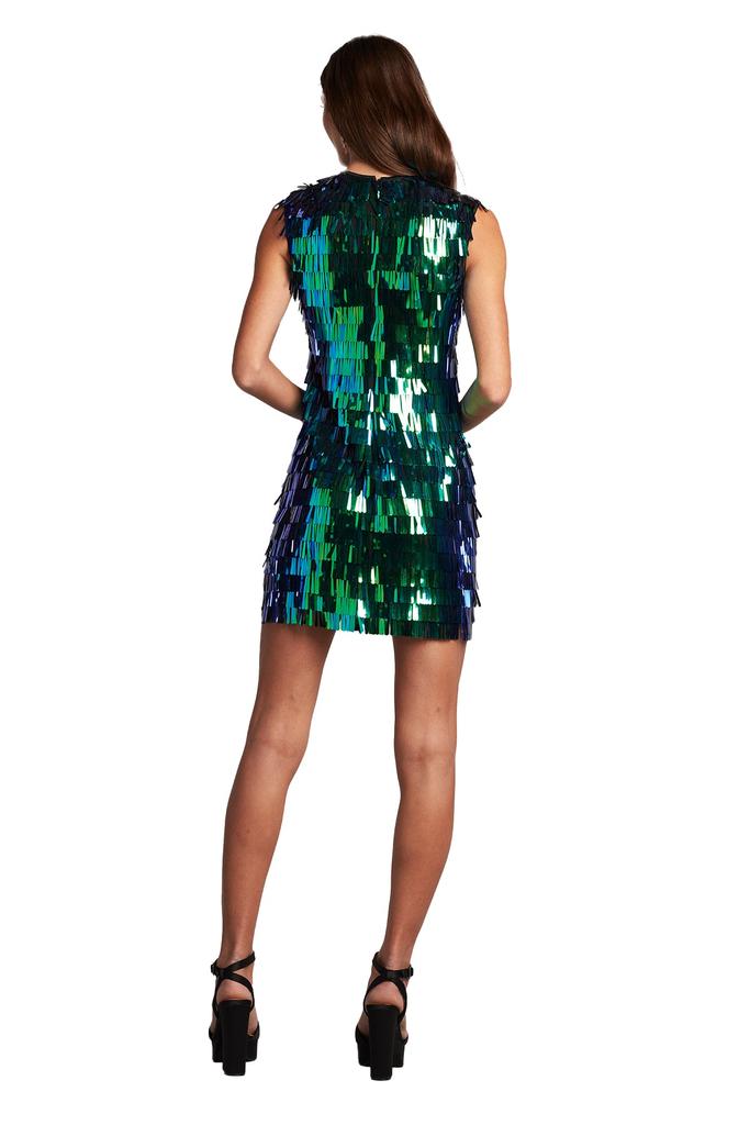 Tadashi Shoji Birdie Sequin Fringe Mini Dress