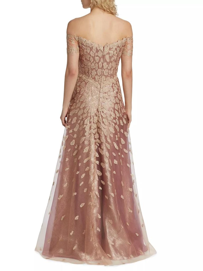 Rene Ruiz Collection Metallic Embellished Off-The-Shoulder Gown 5