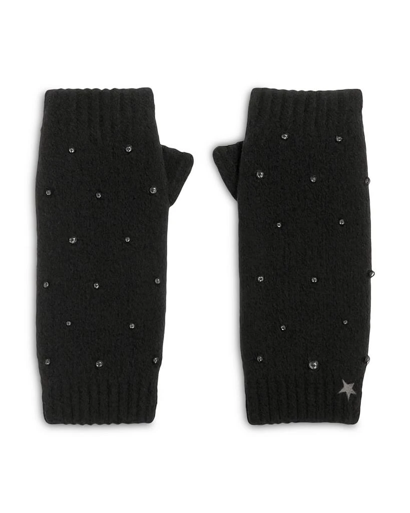 Jocelyn Crystal Bead Faux Fur Lined Fingerless Mittens 1
