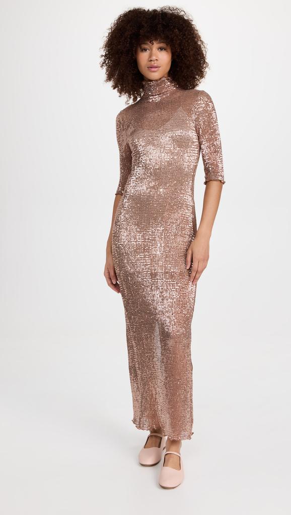 ROSETTA GETTY Short Sleeve Mock Neck Midi Dress