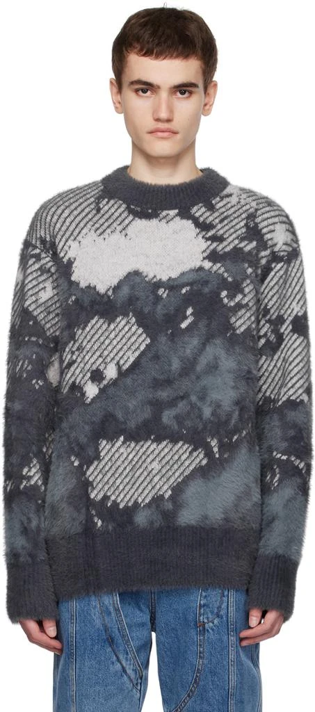 Feng Chen Wang Gray Landscape Painting Sweater 1