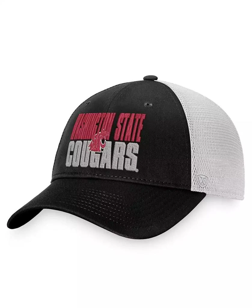 Top of the World Men's Black, White Washington State Cougars Stockpile Trucker Snapback Hat 1