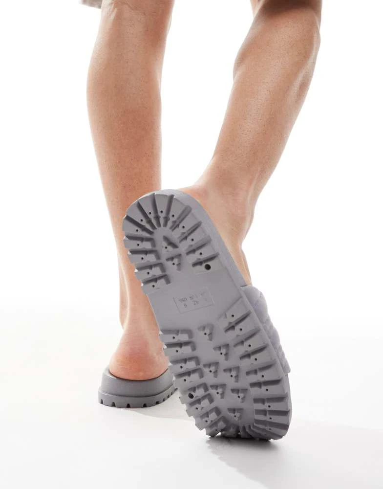ASOS ASOS DESIGN slider sandals in grey with cleated sole 3