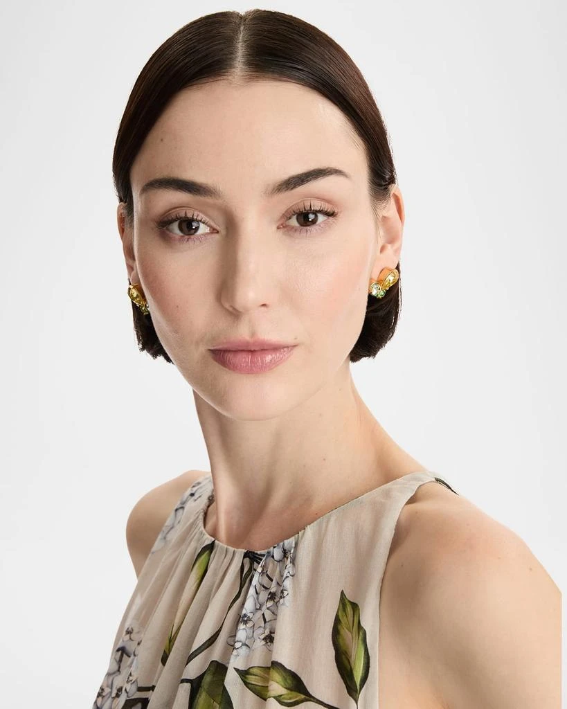 Oscar de la Renta Pear Rhinestone Cluster Stud Earrings 2