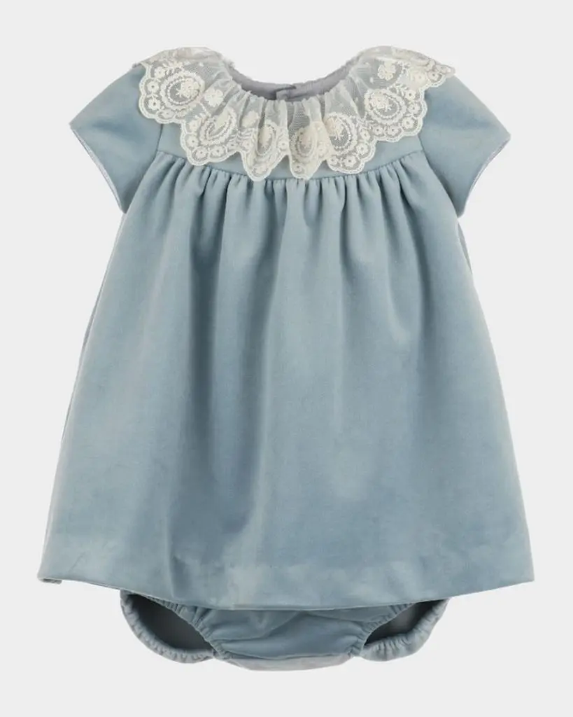 Luli & Me Girl's Velvet Dress & Bloomers Set, Size NB-24M