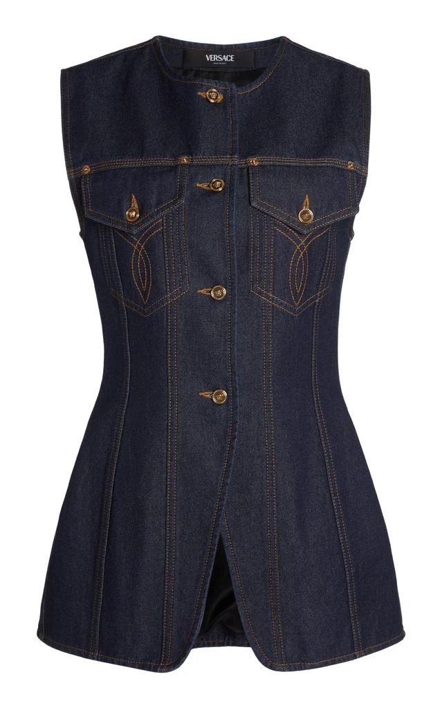 Versace Versace La Vacanza Denim Vest - Moda Operandi 1