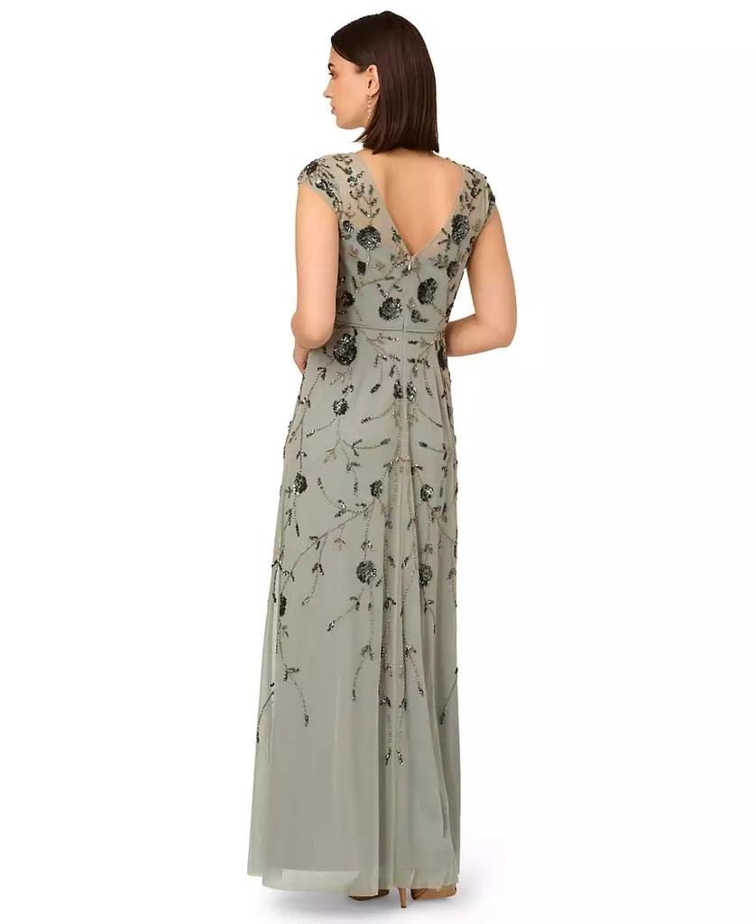 Adrianna Papell Women's V-Neck Beaded Mesh Dress 2