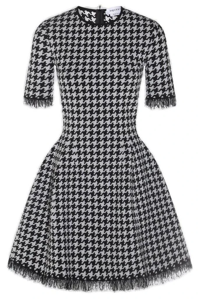 Alexander McQueen Alexander McQueen Houndstooth Frayed-Edge Mini Dress 1