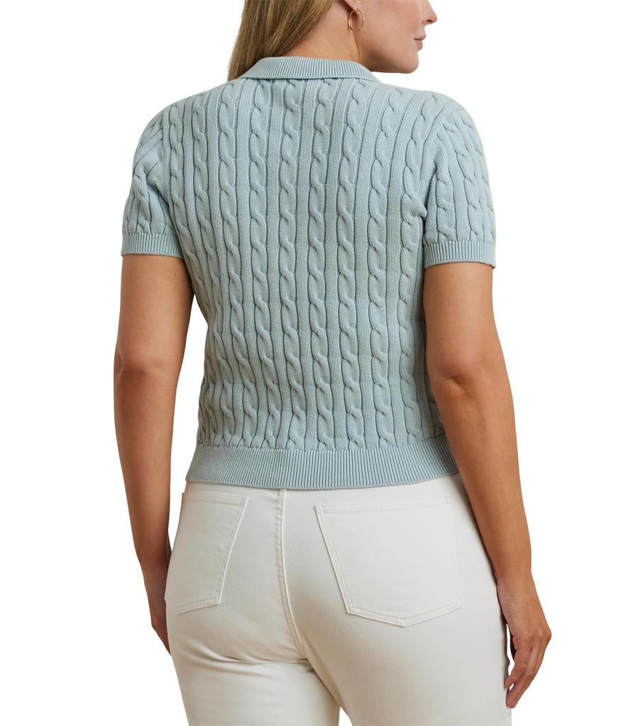 Ralph Lauren Plus Size Cable-Knit Cotton Polo Sweater