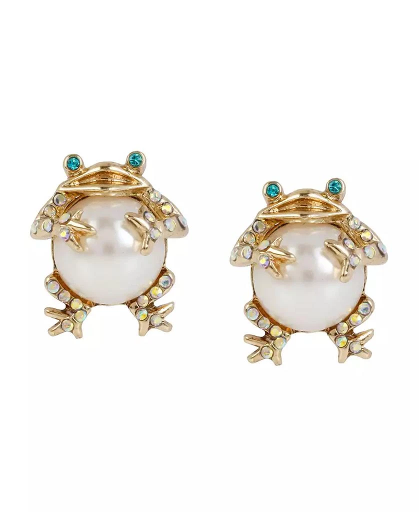 Betsey Johnson Faux Stone Cultivated Pearl Frog Stud Earrings 2