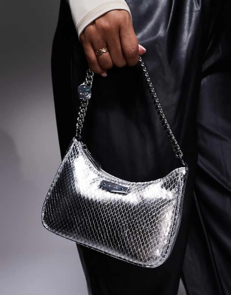 ALDO ALDO metallic shoulder bag with chain detail in silver 3