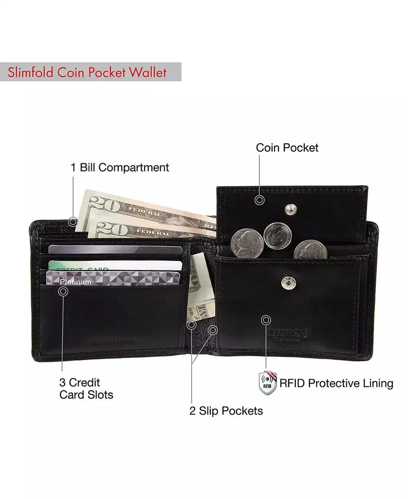 GUESS Men's RFID Slimfold Wallet with Interior Coin Pocket 3