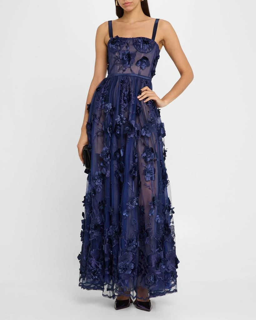 BRONX AND BANCO Anastasia Embroidered Floral Applique Gown 2
