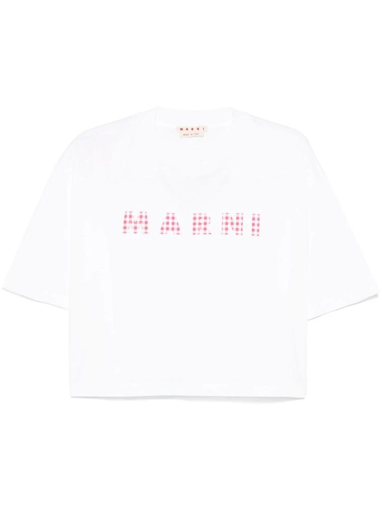 Marni WHITE MC T-SHIRT RED CHECKED LOGO 1