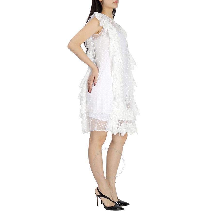 Burberry Nahla White Polka-dot And Scalloped Lace Tulle Dress