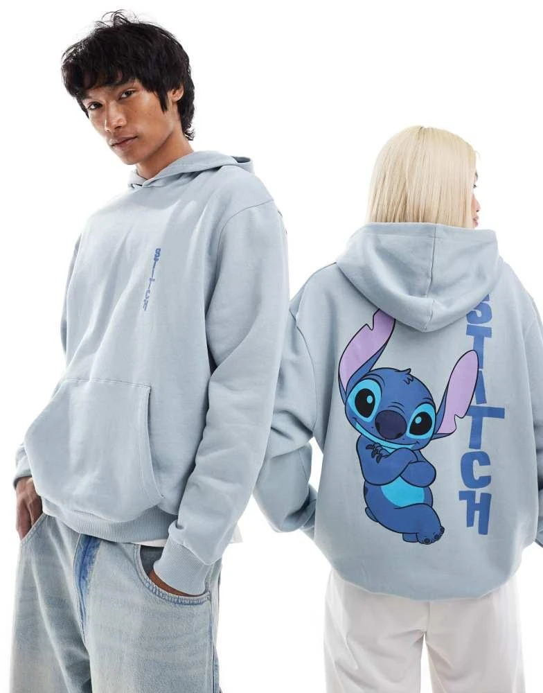 ASOS ASOS DESIGN Disney unisex oversized hoodie with Stitch prints in grey 3