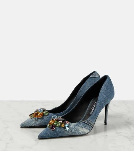 Dolce & Gabbana Crystal-embellished denim pumps 5