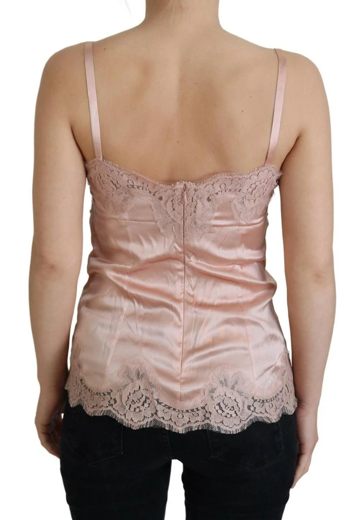 Dolce & Gabbana Pink Satin Lace Roses Tank Top Lingerie 3