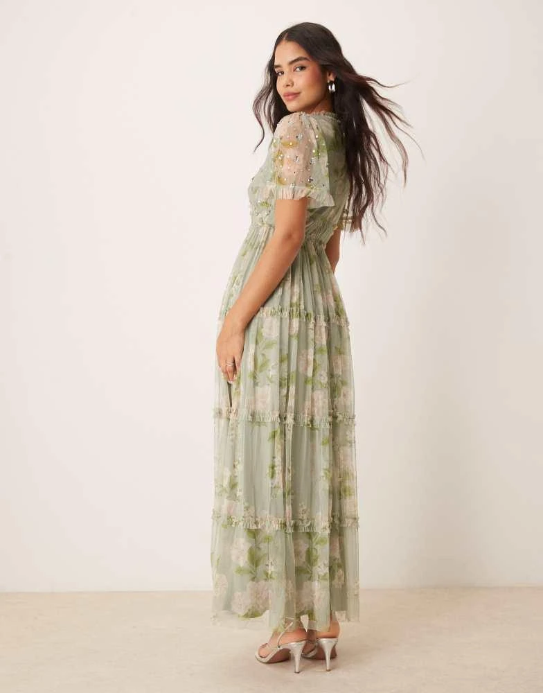 Shop Anaya Floral & sequin maxi dress in sage green on Sale at BeyondStyle   Get 25% Off Anaya Floral & sequin maxi dress in sage green with  Limited-Time Flash Deals, Exclusive