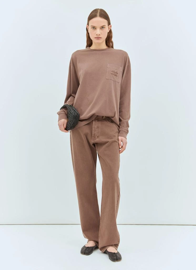 Miu Miu Long-Sleeve Logo T-Shirt 2