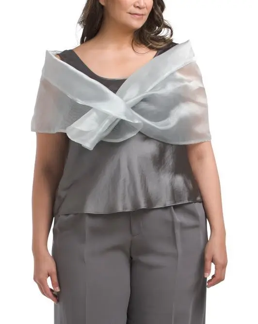 Betsy & Adam Plus Made In Usa Organza Shawl Wrap