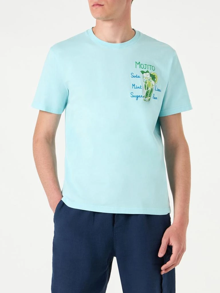 Mc2 Saint Barth Man Cotton T-shirt With Mojito Embroidery 1