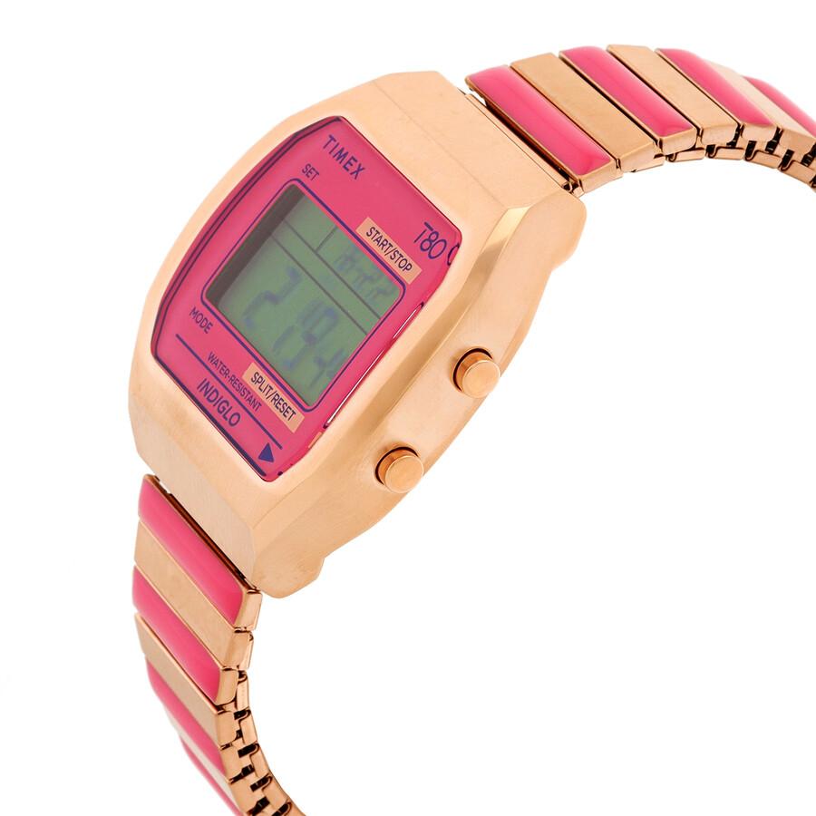 Timex 80 Quartz Digital Pink Dial Expansion Band Ladies Watch TW2W41600