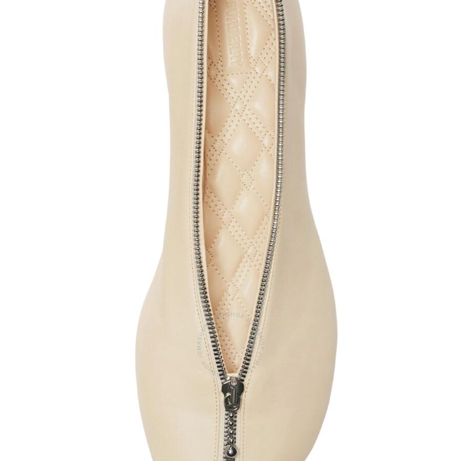 Burberry Sadler Zip Leather Ballerina Shoes