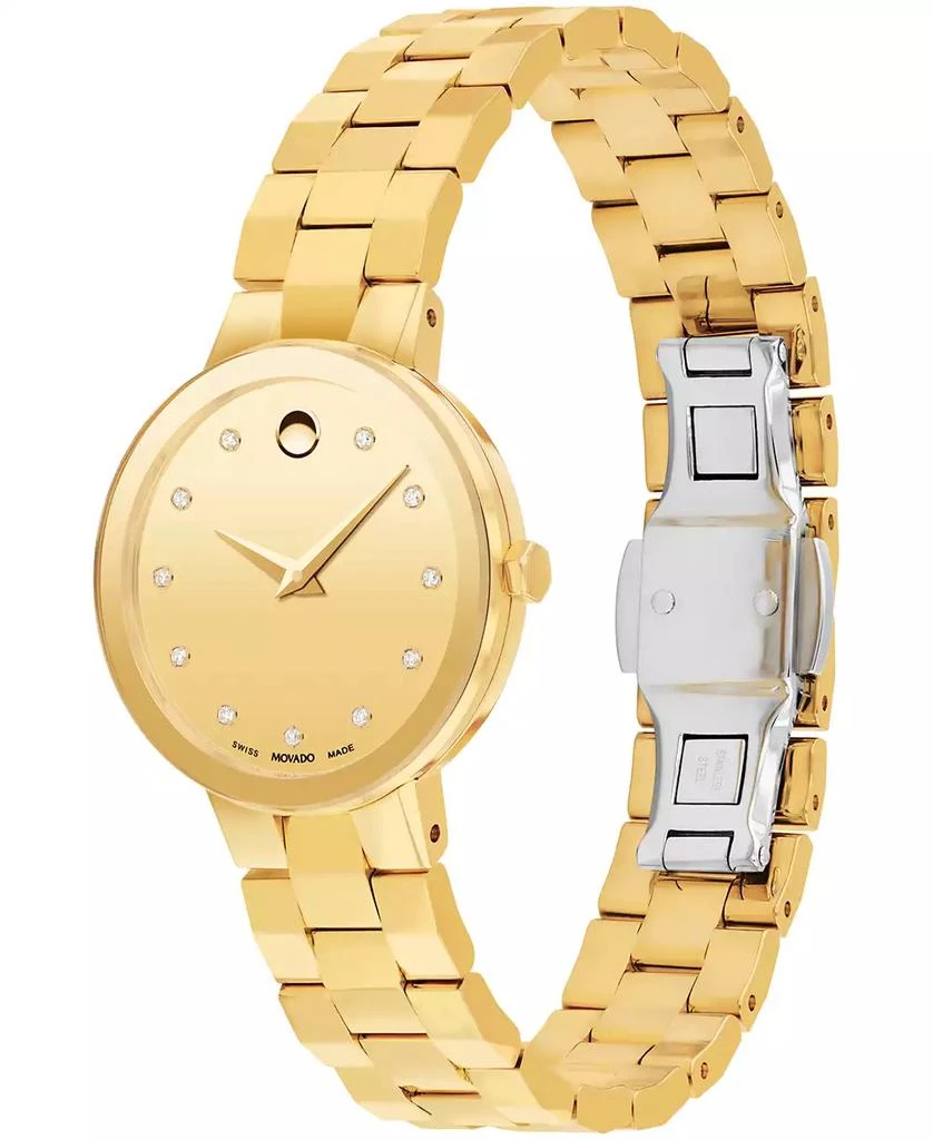 Movado Women's Sapphire Swiss Quartz Yellow Pvd Diamond Accent Watch 28mm 2