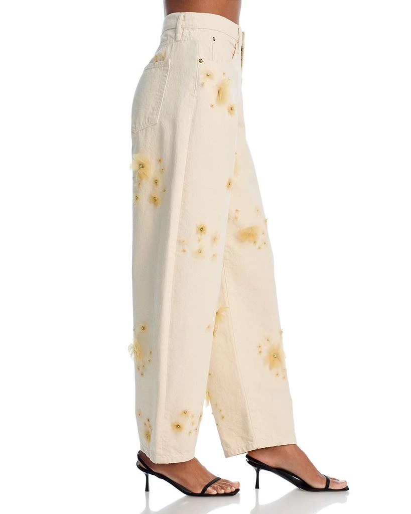 FRAME Embellished Low Slung Barrel Jeans in Vanilla Bean 4