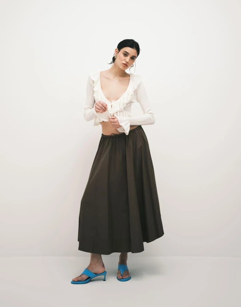 Monki Monki frill knit cardigan in off white 2