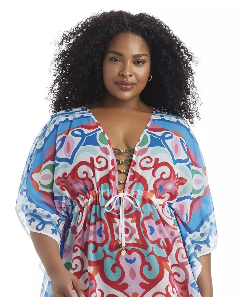 Bleu Rod Beattie Plus Size Ibiza Bohemia Deep V-Neck Cover-Up Swim Caftan 2