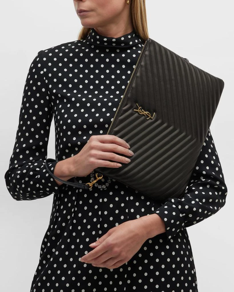 Yves Saint Laurent YSL Monogram Large Pouch in Smooth Leather 4