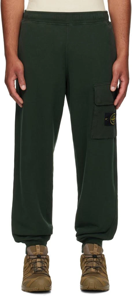 Stone Island Green 6200003 Brushed Organic Cotton Fleece Sweatpants 1