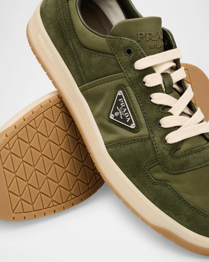 Prada Men's Downtown Nylon and Suede Low-Top Sneakers 5
