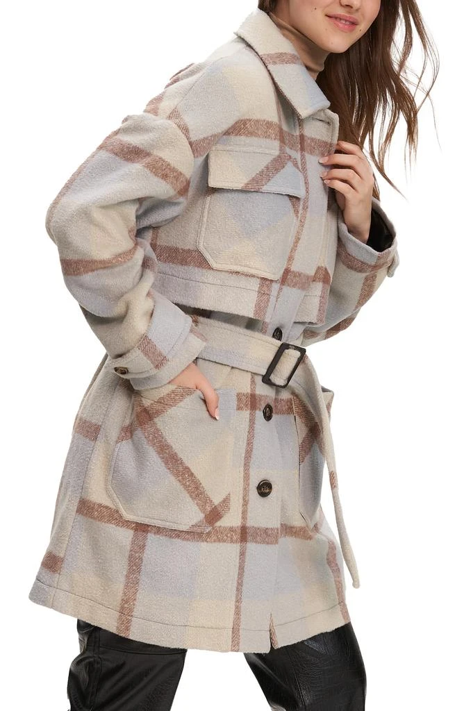 NOIZE Esly Plaid Belted Brushed Coat 4