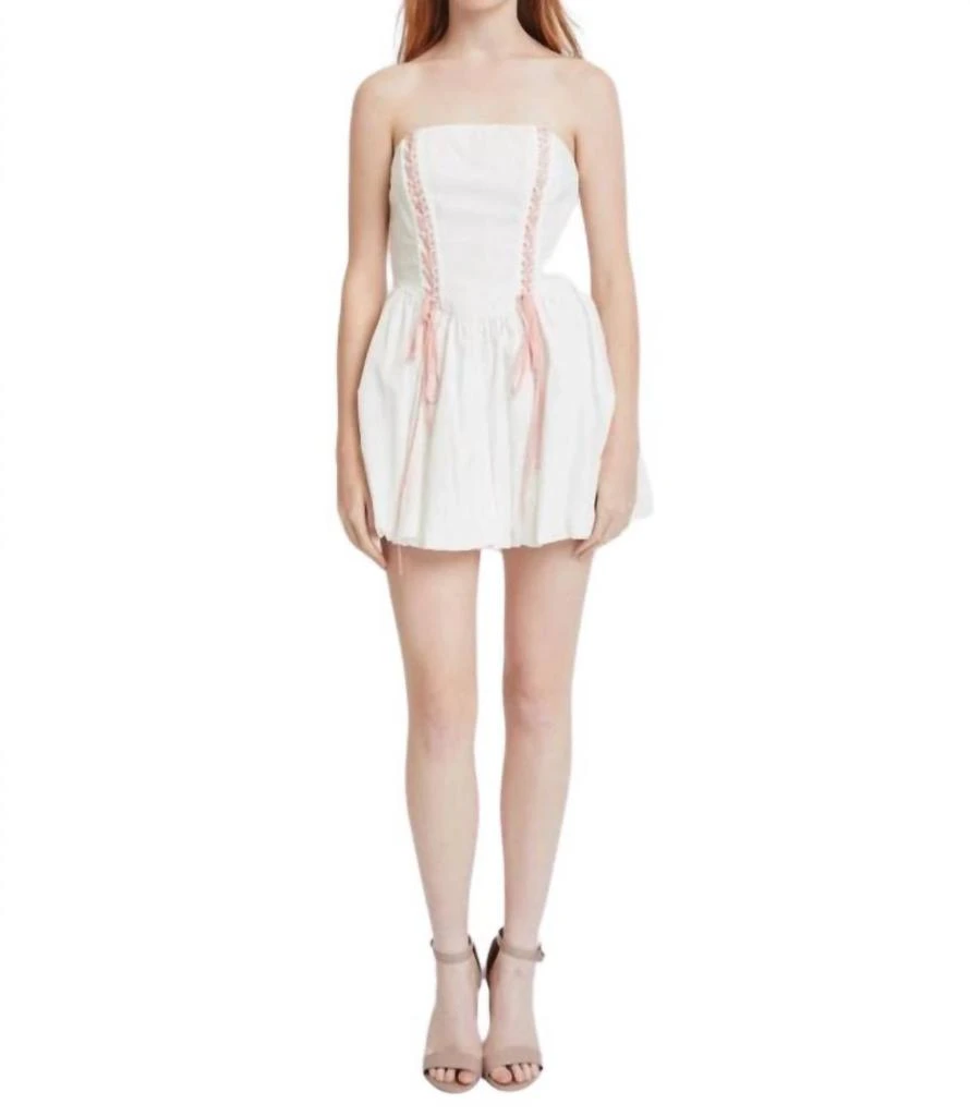 LENA Mini Balloon Dress In Off White 1
