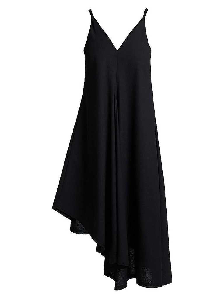 Santorelli Asymmetric Twist Strap Billow Midi-Dress 1