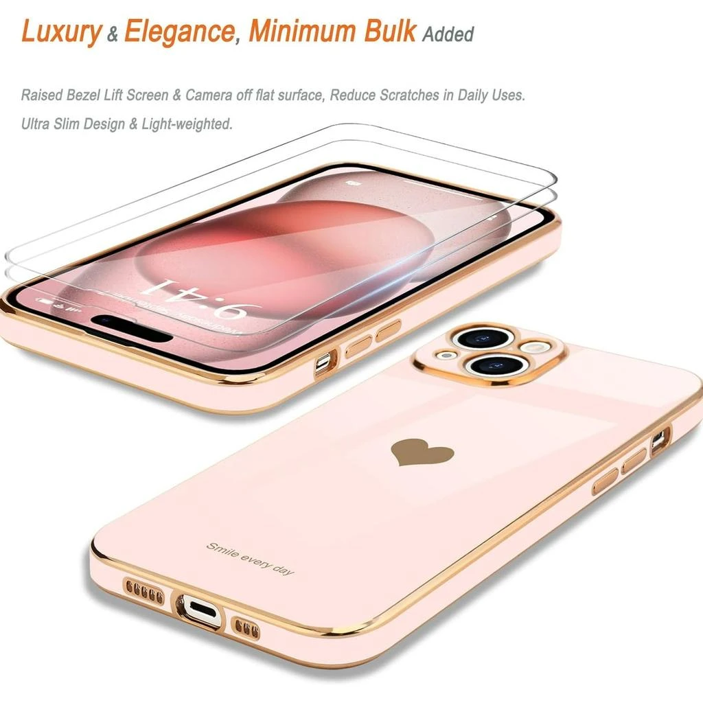 ENTRONIX Entronix Bundle Compatible with iPhone 14 - [Flexible] Glossy Heart Case 
2 Clear Screen Protectors 4