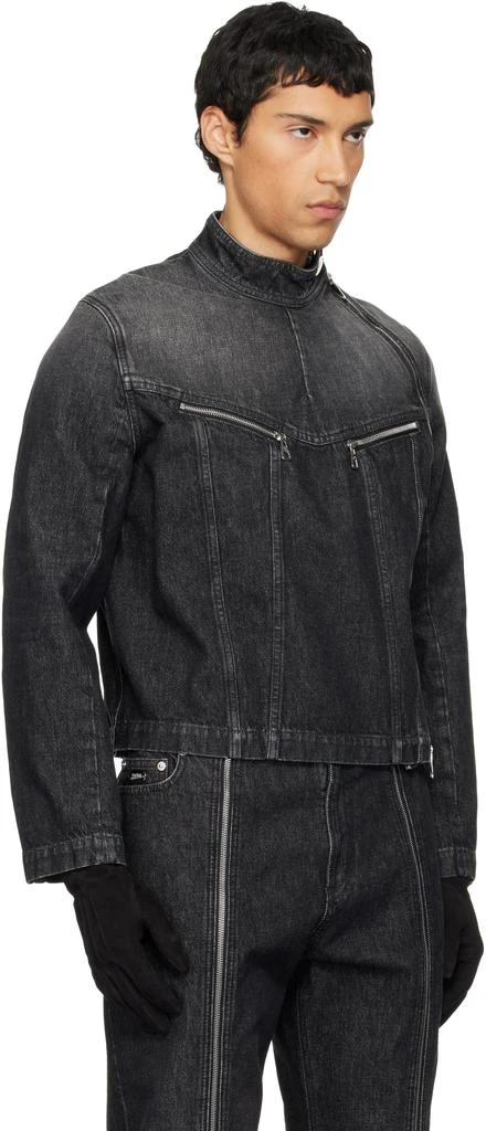 Jean Paul Gaultier Black High Neck Zipped Gloves Denim Jacket 2