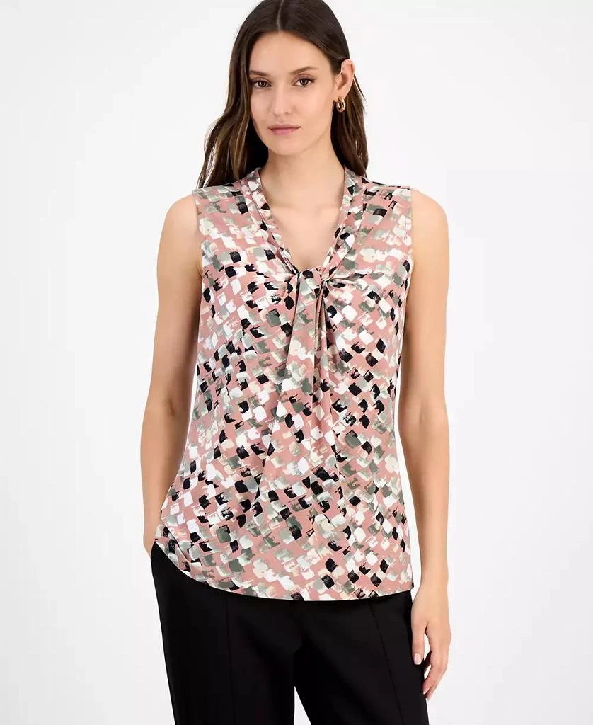 Kasper Women's Printed Twisted V-Neck Sleeveless Top, Regular & Petite 4
