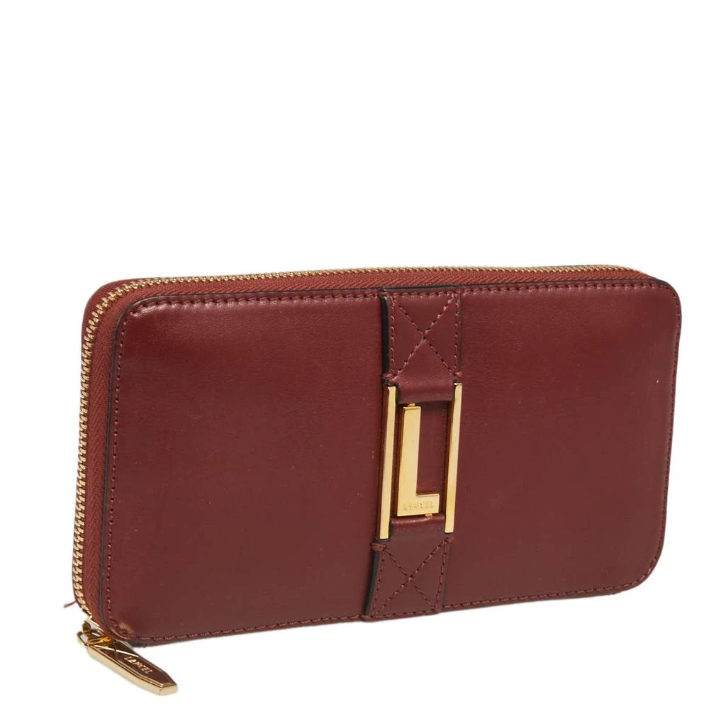 LANCEL Lancel Burgundy Leather Logo Zip Around Wallet 3