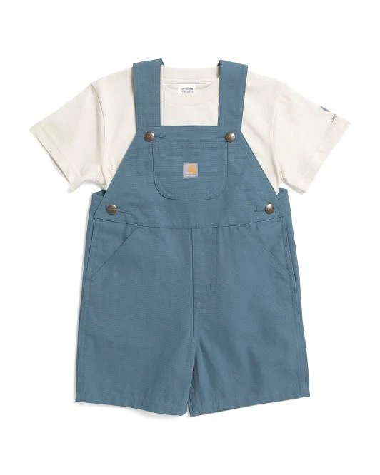 Carhartt Toddler Boys 2pc Printed Tee And Canvas Shortalls Set 3