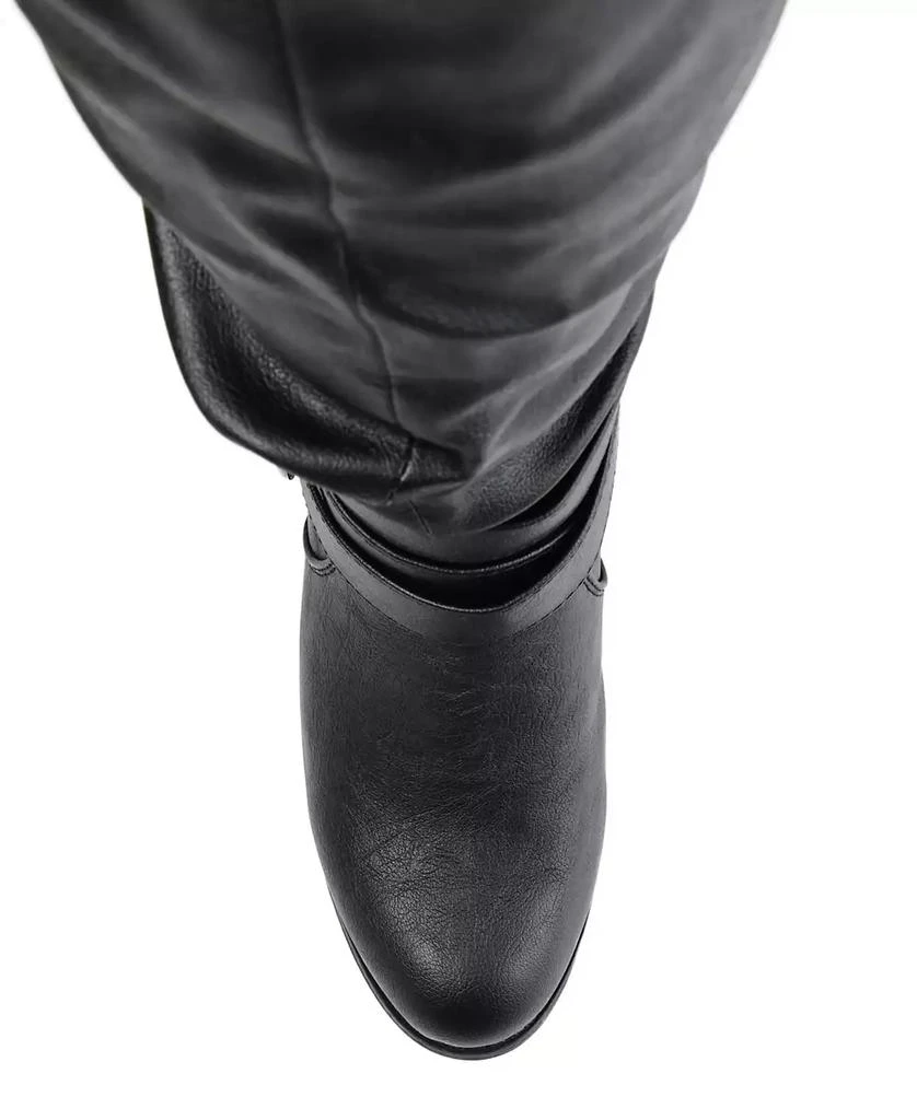 Journee Collection Women's Late Rouched Buckle Mid Shaft Block Heel Boots 4