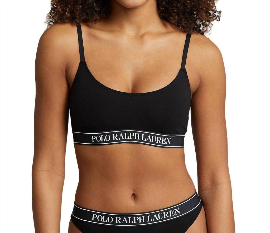Ralph Lauren Repeat-Logo Cropped Scoopneck Tank In Onyx 1
