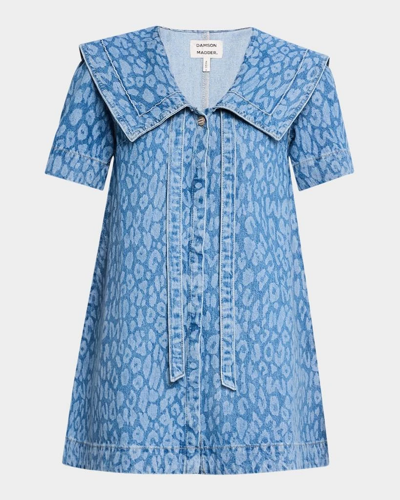 Damson Madder Goldie Denim Leopard Swing Dress 1