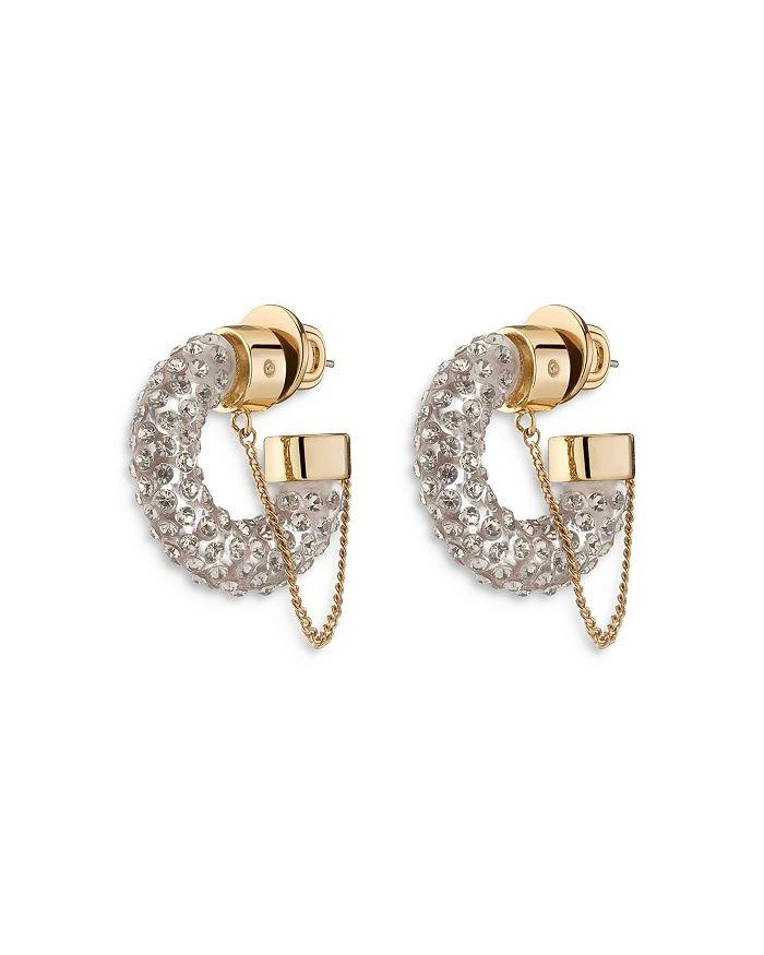 DEMARSON Mini Miley 12K Gold Plate Pavé Hoop Earrings, 1" diameter 1