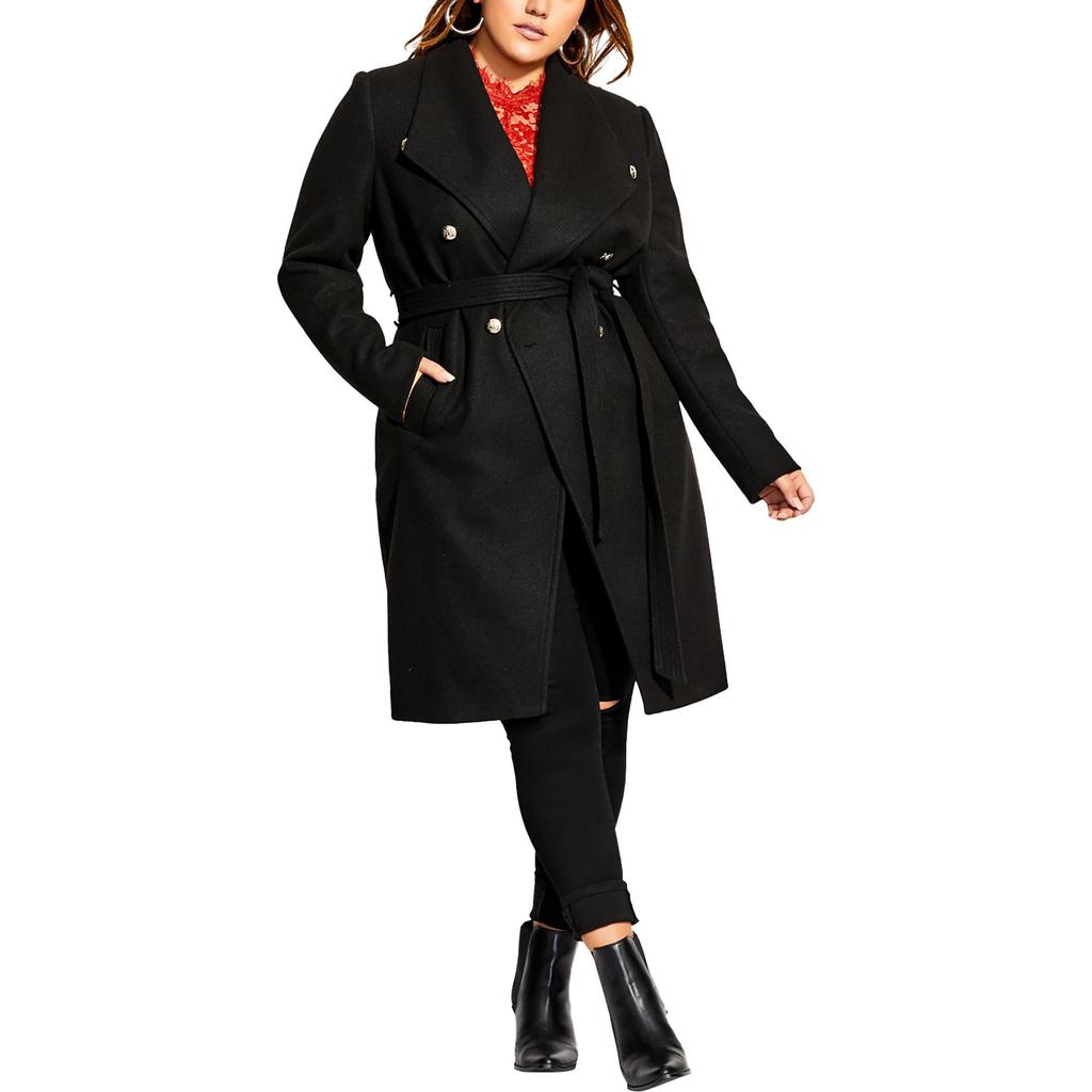 City Chic Plus Sassy Mili Womens Cold Weather Fleece Pea Coat