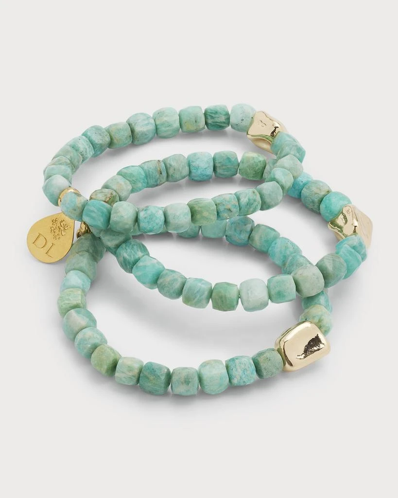 Devon Leigh Aquamarine Gold Accent Stretch Bracelets, Set of 3 4